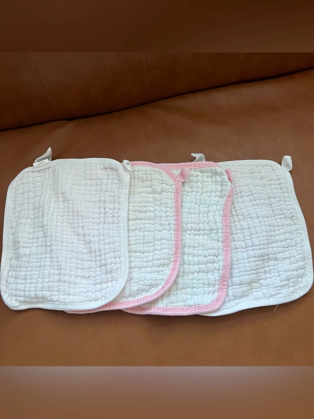 Honest Baby Clothing Organic Bundle of 4 Pink crinkle muslin baby washcloths